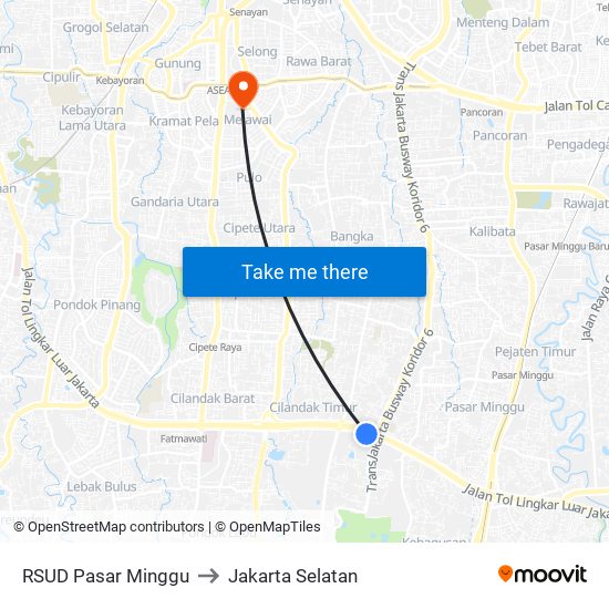 RSUD Pasar Minggu to Jakarta Selatan map