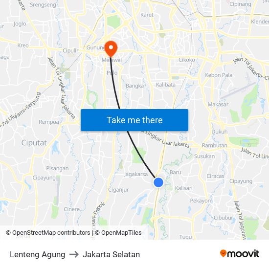 Lenteng Agung to Jakarta Selatan map