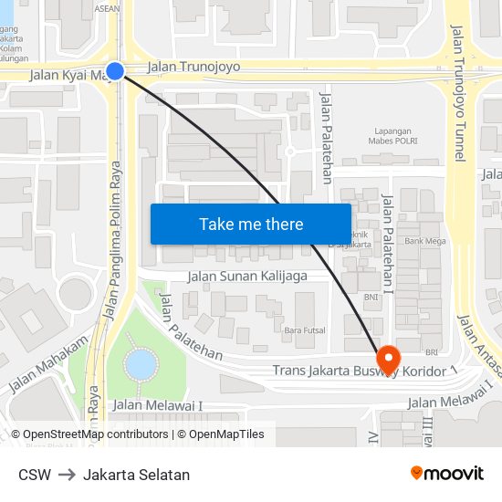 CSW to Jakarta Selatan map