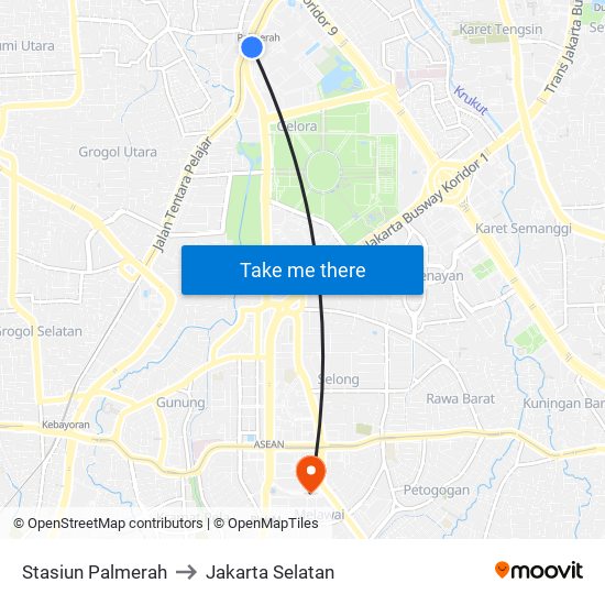 Stasiun Palmerah to Jakarta Selatan map