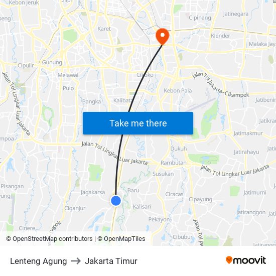 Lenteng Agung to Jakarta Timur map