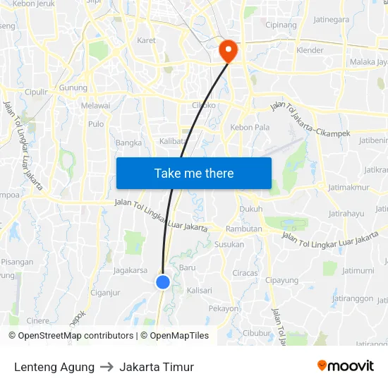 Lenteng Agung to Jakarta Timur map