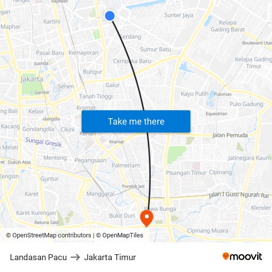 Landasan Pacu to Jakarta Timur map