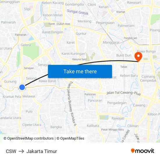 CSW to Jakarta Timur map