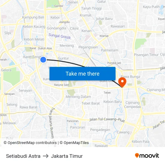Setiabudi Astra to Jakarta Timur map