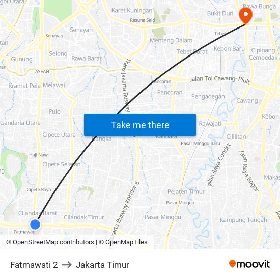 Fatmawati 2 to Jakarta Timur map