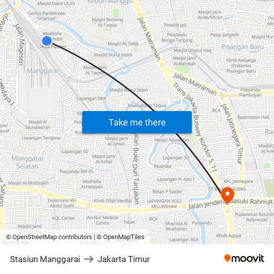 Stasiun Manggarai to Jakarta Timur map