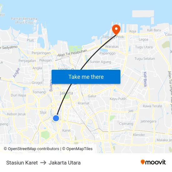 Stasiun Karet to Jakarta Utara map