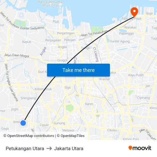 Petukangan Utara to Jakarta Utara map