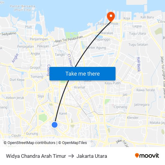 Widya Chandra Arah Timur to Jakarta Utara map