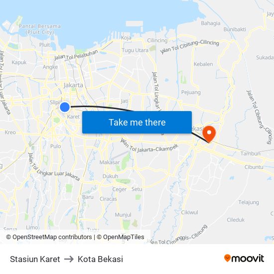 Stasiun Karet to Kota Bekasi map