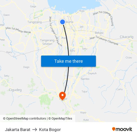 Jakarta Barat to Kota Bogor map
