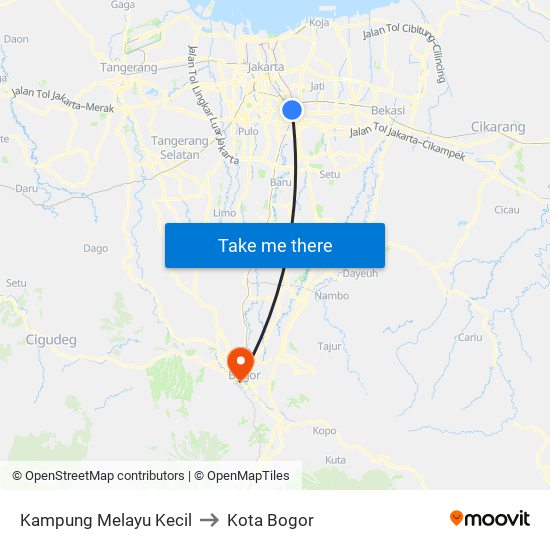 Kampung Melayu Kecil to Kota Bogor map