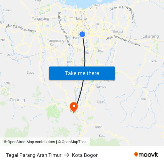 Tegal Parang Arah Timur to Kota Bogor map