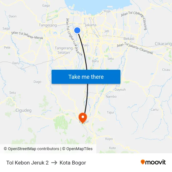 Tol Kebon Jeruk 2 to Kota Bogor map