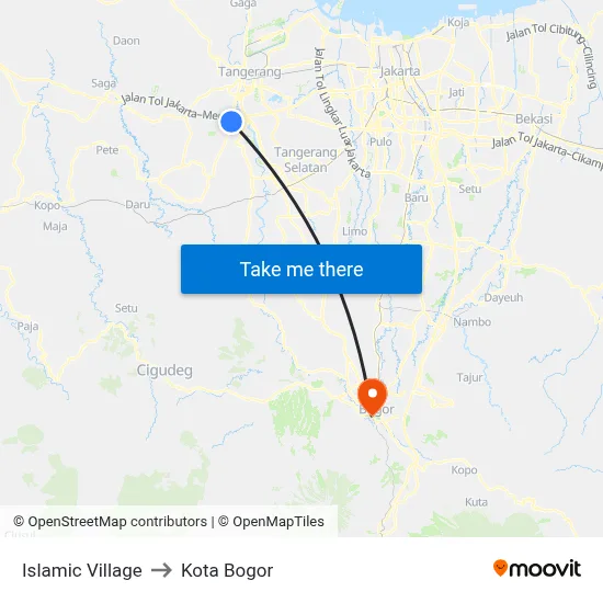 Islamic Village to Kota Bogor map