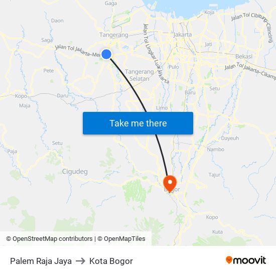 Palem Raja Jaya to Kota Bogor map