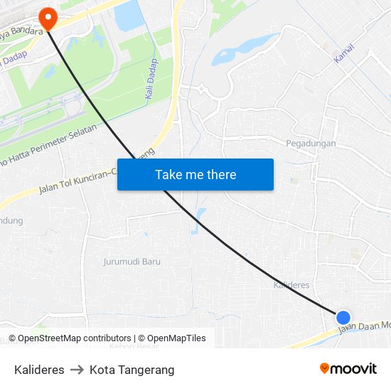 Kalideres to Kota Tangerang map