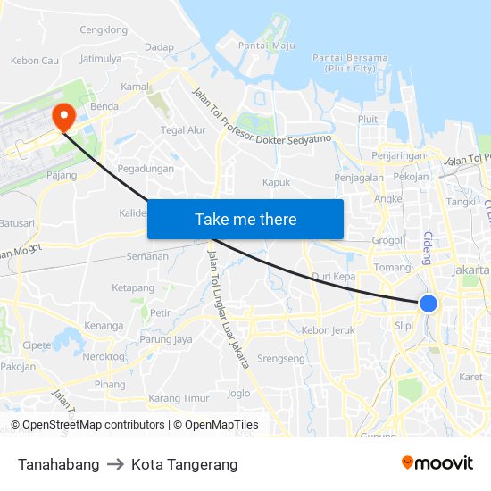 Tanahabang to Kota Tangerang map