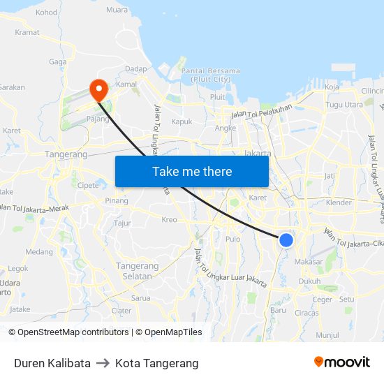 Duren Kalibata to Kota Tangerang map