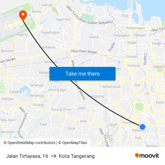 Jalan Tirtayasa, 16 to Kota Tangerang map