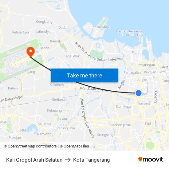 Kali Grogol Arah Selatan to Kota Tangerang map