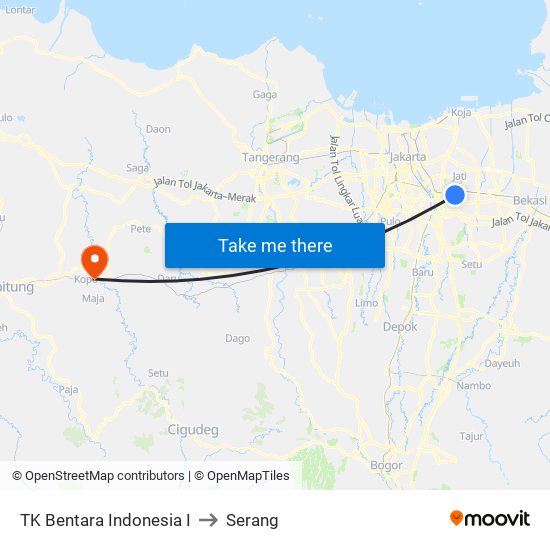 TK Bentara Indonesia I to Serang map