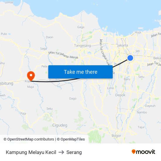 Kampung Melayu Kecil to Serang map