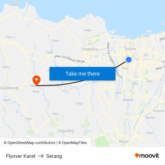 Flyover Karet to Serang map