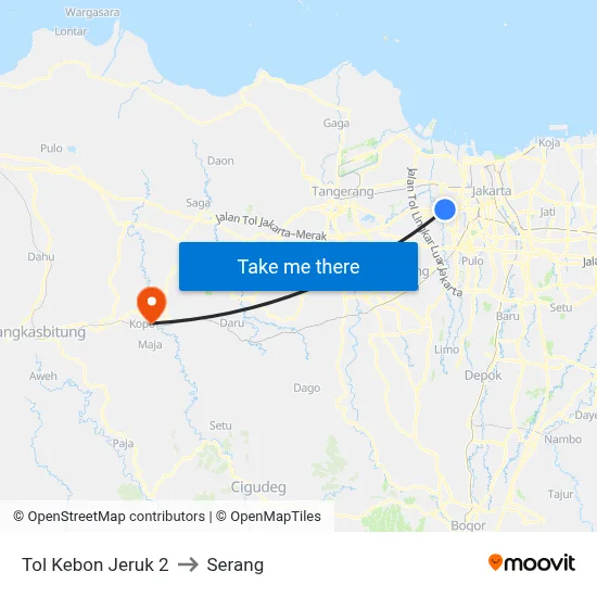Tol Kebon Jeruk 2 to Serang map