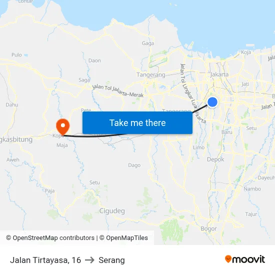 Jalan Tirtayasa, 16 to Serang map