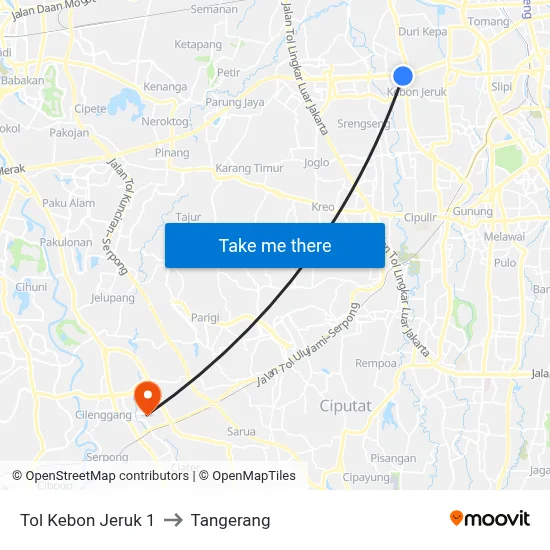 Tol Kebon Jeruk 1 to Tangerang map