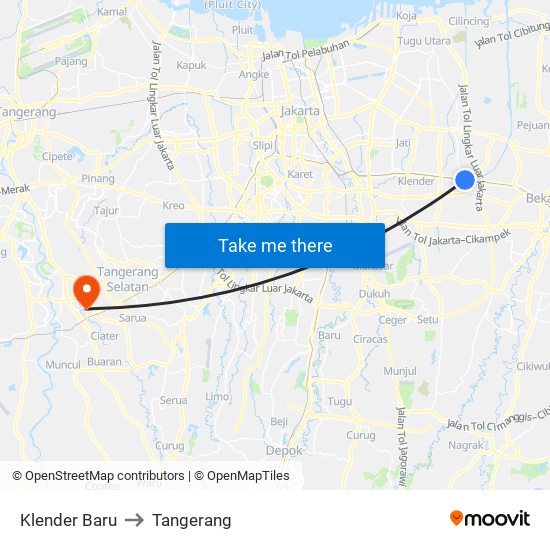 Klender Baru to Tangerang map