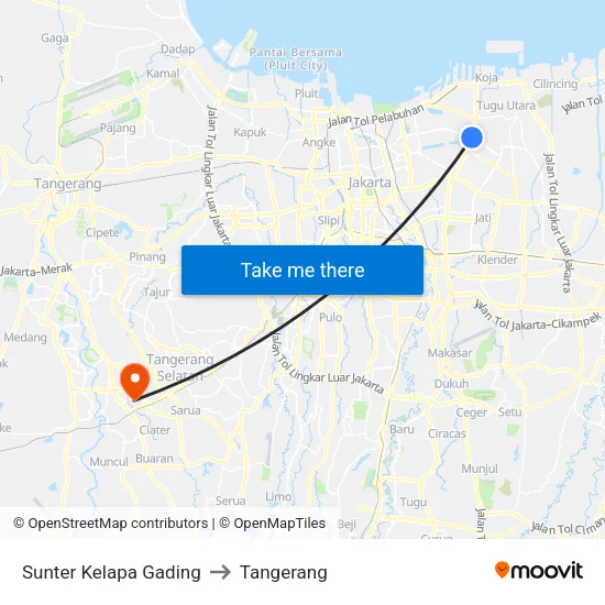 Sunter Kelapa Gading to Tangerang map