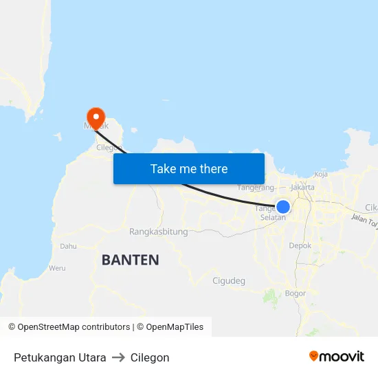 Petukangan Utara to Cilegon map
