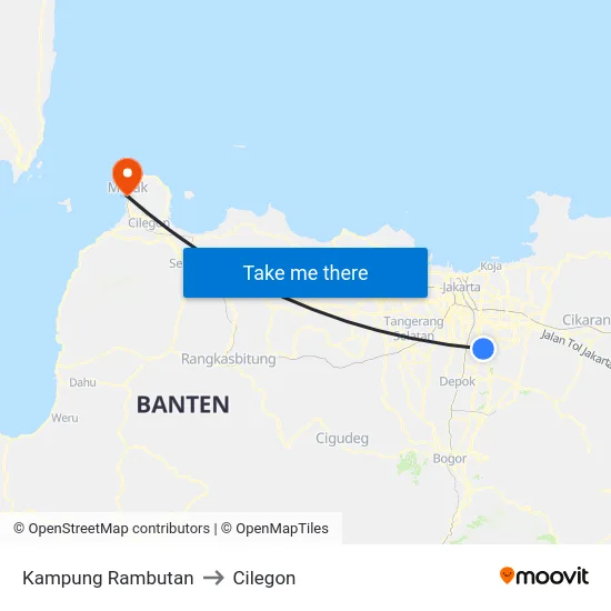 Kampung Rambutan to Cilegon map