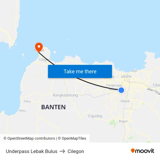 Underpass Lebak Bulus to Cilegon map