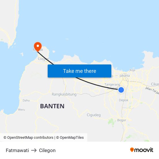 Fatmawati to Cilegon map
