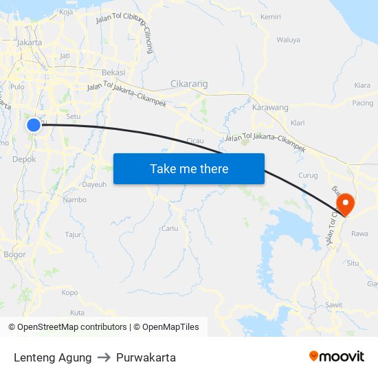 Lenteng Agung to Purwakarta map