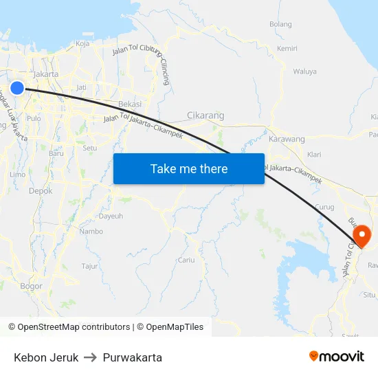Kebon Jeruk to Purwakarta map