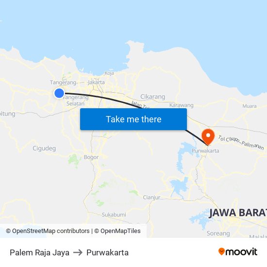 Palem Raja Jaya to Purwakarta map