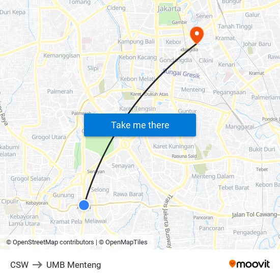 CSW to UMB Menteng map