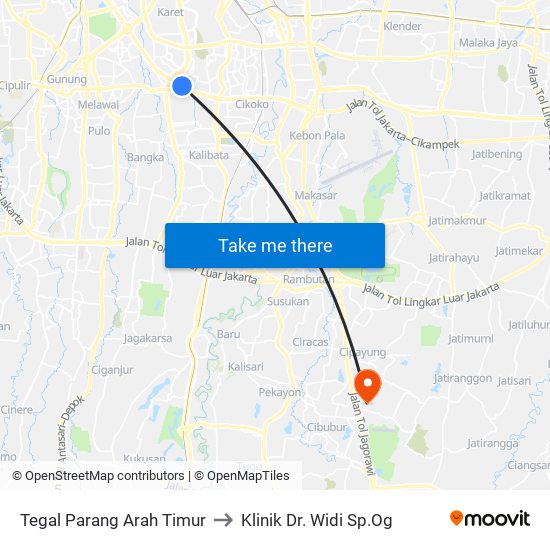 Tegal Parang Arah Timur to Klinik Dr. Widi Sp.Og map