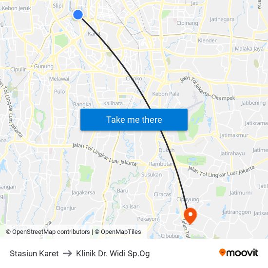 Stasiun Karet to Klinik Dr. Widi Sp.Og map