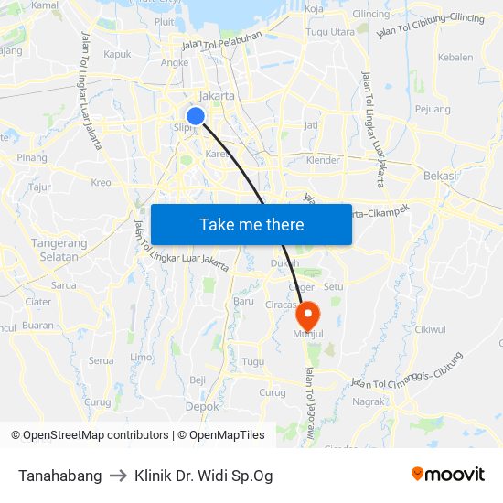 Tanahabang to Klinik Dr. Widi Sp.Og map