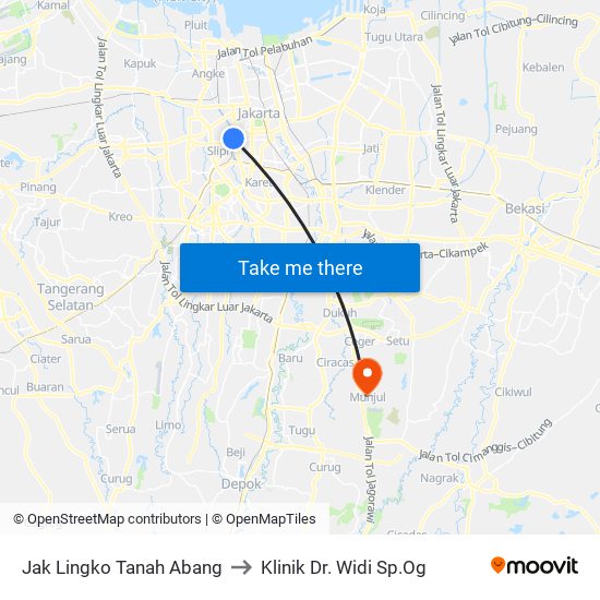 Jak Lingko Tanah Abang to Klinik Dr. Widi Sp.Og map