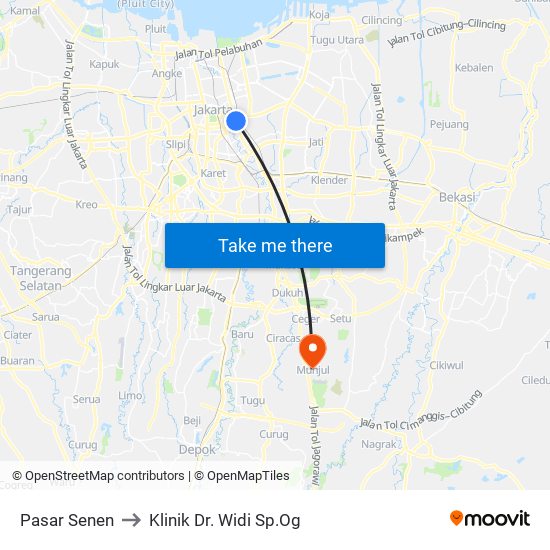 Pasar Senen to Klinik Dr. Widi Sp.Og map