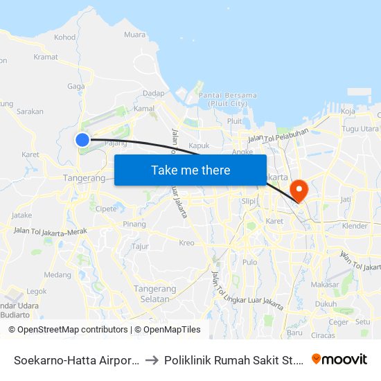 Soekarno-Hatta Airport (Shia) to Poliklinik Rumah Sakit St. Carolus map