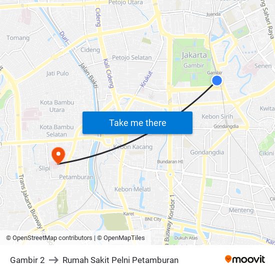 Gambir 2 to Rumah Sakit Pelni Petamburan map