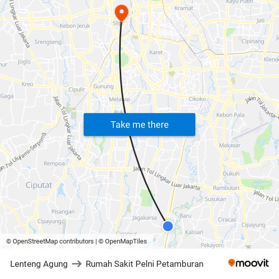 Lenteng Agung to Rumah Sakit Pelni Petamburan map